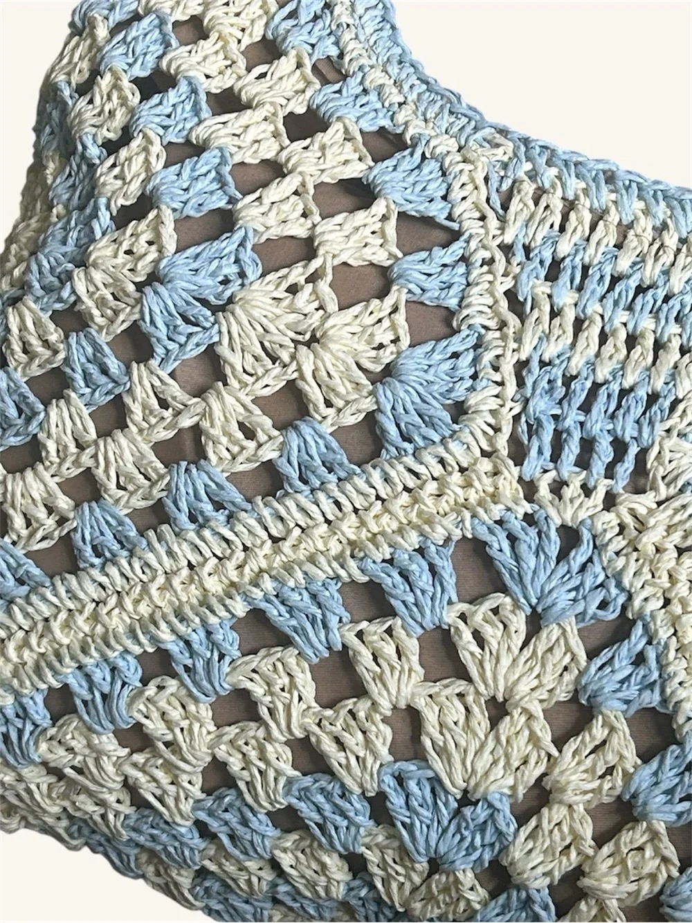 Handcrafted light blue & tan crochet bag and a coordinating light blue wallet